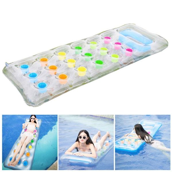 

water hammock pool inflatable floating bed swimming mattress ring beach sleeping cushion for sunbathing games sports floats & tubes