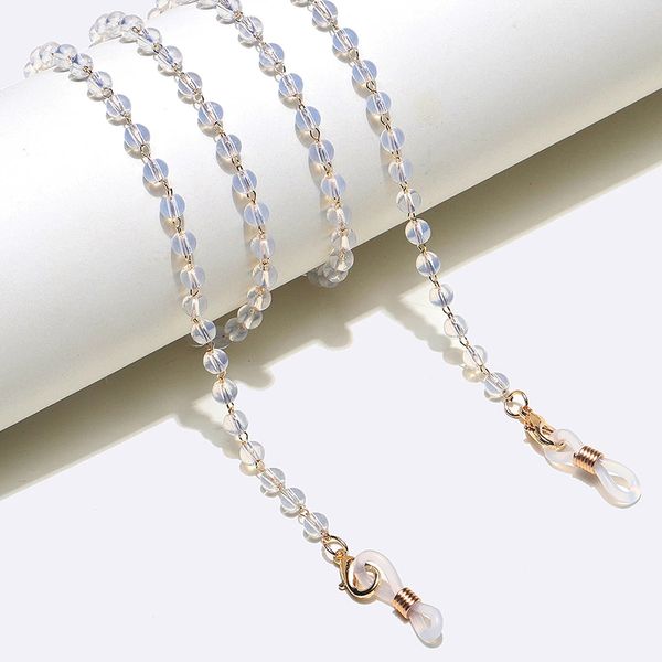 

transparent beaded chain eyeglasses lanyards for girls simple casual eyewear holder neck strap anti-lost rope