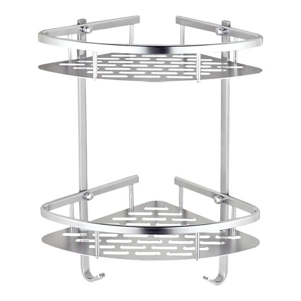 

bathroom shelves corner shelf double tiers triangle/square shower basket shampoo soap cosmetic storage rack aluminum organizer