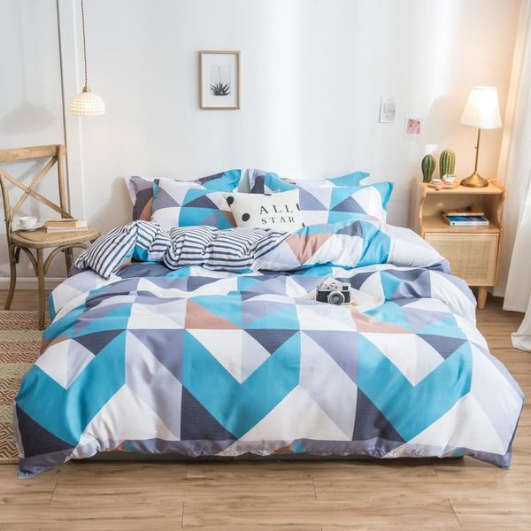 

star blue bedding sets plaids 4pcs bed cover set cartoon duvet kids boys sheets and pillowcases comforter comforters &