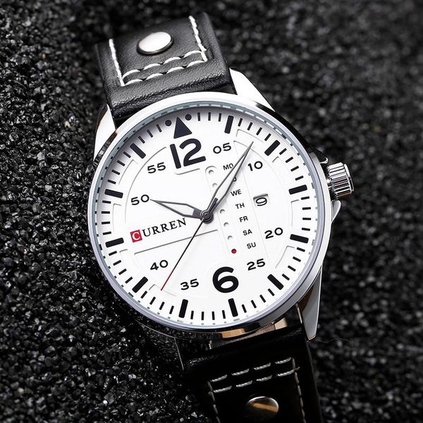 

wristwatches curren relogio masculino date leather casual watch men sports watches quartz military wrist male clock 8224, Slivery;brown