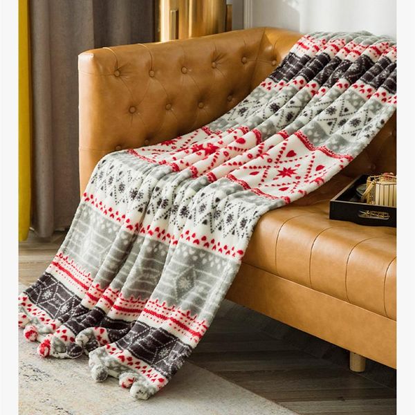 

blankets throw blanket red christmas print year gift travel party decoration quilt