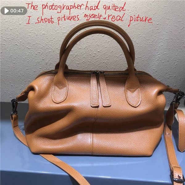 

evening bags gift women's soft leather handbag 100% female fashion woman zipper solid shoppers purses and designer hobos tote bag 2021