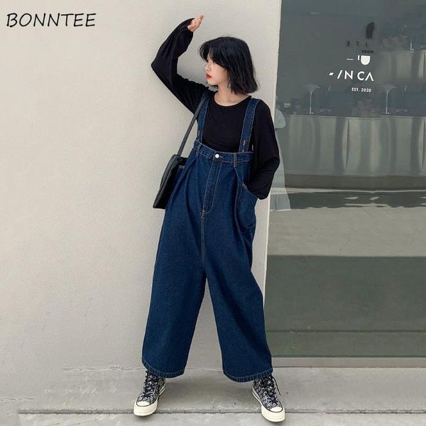 

gym clothing women jumpsuits vintage denim loose straight bf harajuku oversize pleated waist streetwear korean style retro ladies overalls, White;black