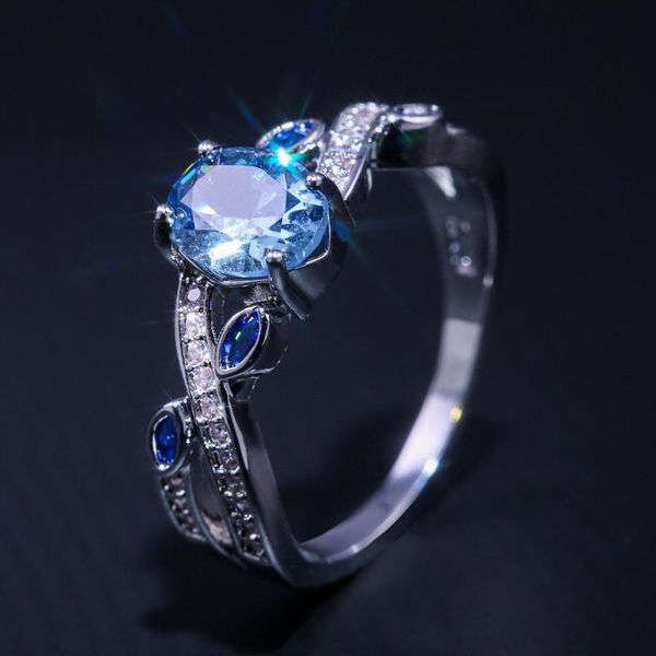 

wedding rings loredana fashion fantasy crystal series jewelry for women.valentine gift blue zircon oval claw set modeling, Slivery;golden