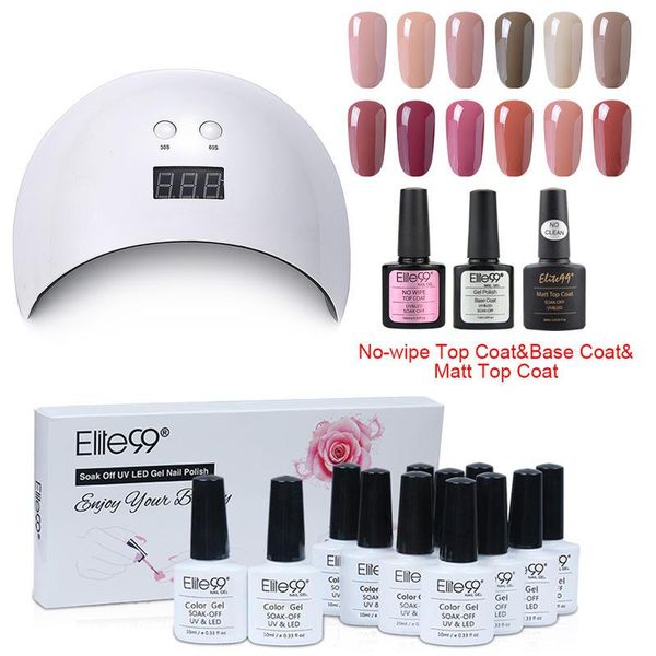 

nail art kits elite99 nude color gift box gel kit with lamp vernis semi permanent no wipe base coat decorations manicure set