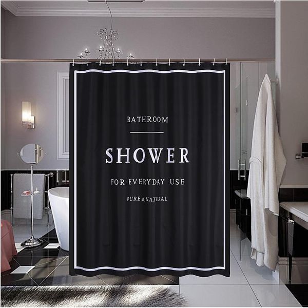 

shower curtain black alphabet pattern el waterproof hanging cloth printing curtains for bathroom 3jl504 jarlhome & drapes