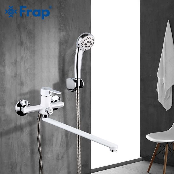 

frap white bathroom faucet outlet pipe bath shower faucet brass body surface spray painting shower head bathroom tap