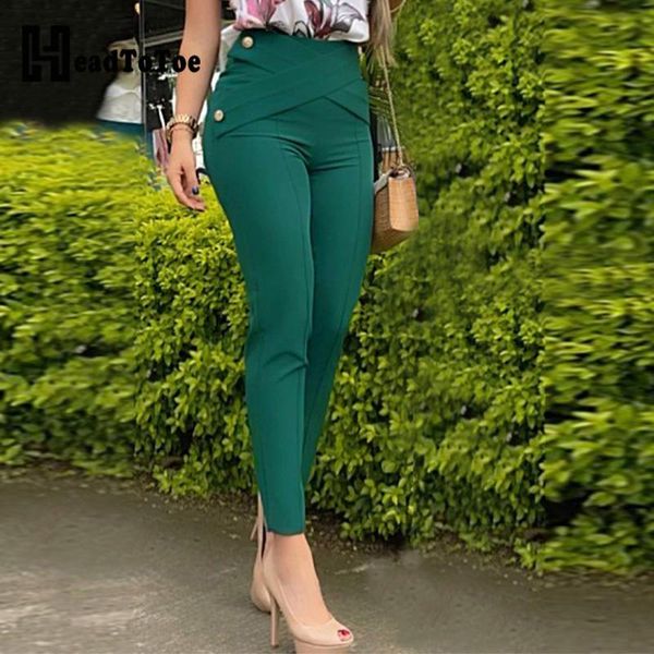 

women's pants & capris bandage button decor high waist skinny women, Black;white