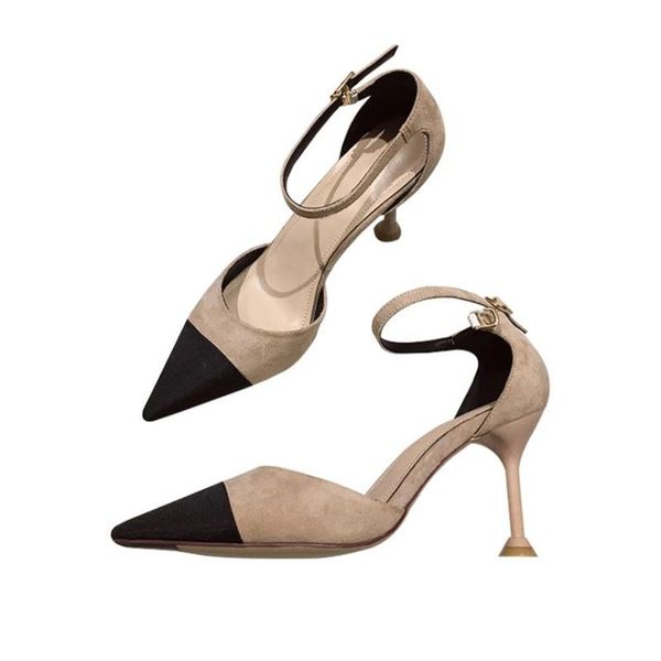 

dress shoes fashion women high heel comfortable flock buckle footwear sweet elegant pumps female sandals party wedding y21-80, Black