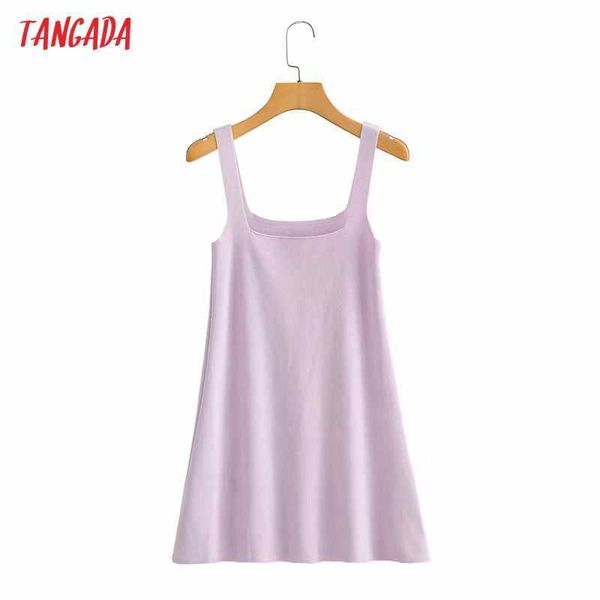 

tangada fashion women solid elegant purple short knit dress sleeveless summer ladies dress ai57 210609, Black;gray