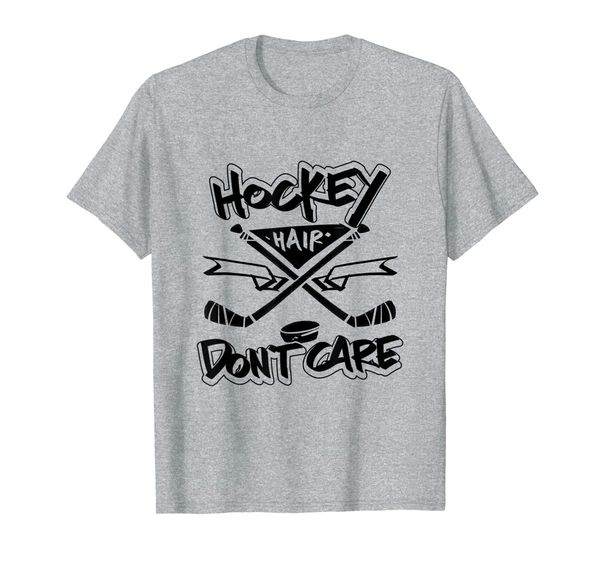 

hockey hair don't care hockey player cute messy funny gift t-shirt, White;black
