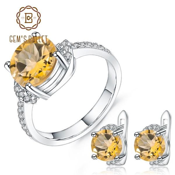 

bracelet, earrings & necklace gem's ballet 6.68ct natural citrine ring set fine jewelry 925 sterling silver gemstone wedding for women, Black