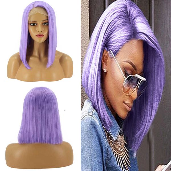 

wig women's front lace chemical fiber medium and long straight wig set direct sal, Black
