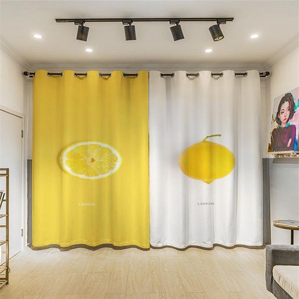 

curtain & drapes fruit lemon design curtains for living room simple pastoral colorful tree polyester fabric cartoon kids boys