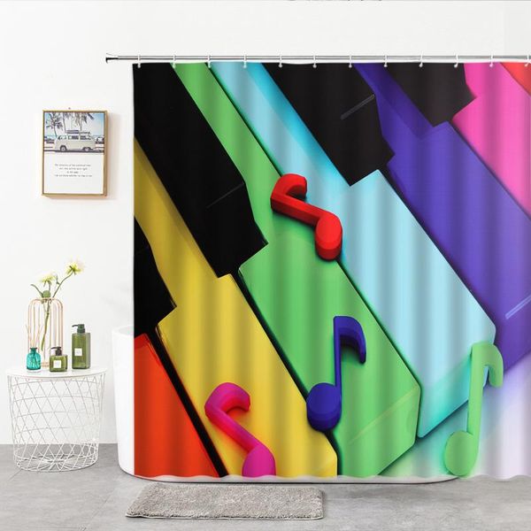 

shower curtains musical sheet music guitar piano printing home bathroom decoration curtain for baths 2021 year with hook