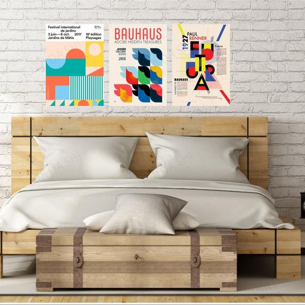 

paintings wall decor bauhaus poster minimalist abstract - 3 prints,