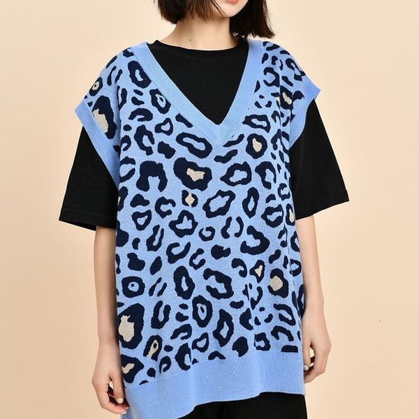

vt, vt, coat, autumn and winter v-neck leopard sweater, national fashion korean version, loose drs, female, Black;white