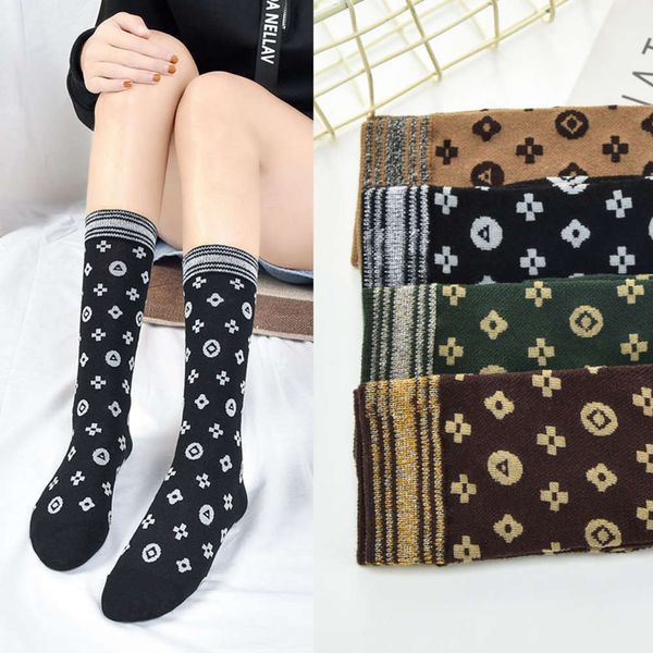 

red letter cotton socks, brand, female fashion, middle socks, socks., Black;white