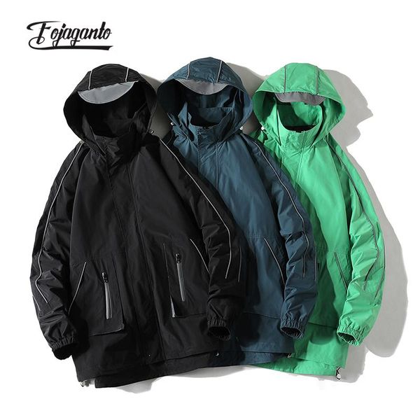 

men's jackets fojaganto autumn all-match hooded jacket korean style casual hip hop trendy youth fashion solid color male, Black;brown