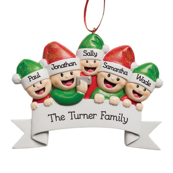 Decorações de Natal Ornamentos de família personalizados Tree Diy Resina Gream para 2-6