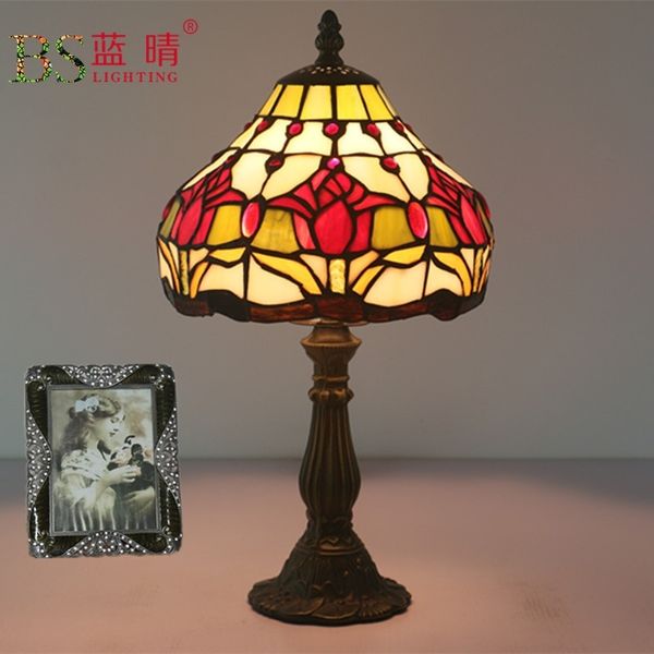 

8 inch tulip tiffany european desk lamp bedroom bedside creative bar cafe