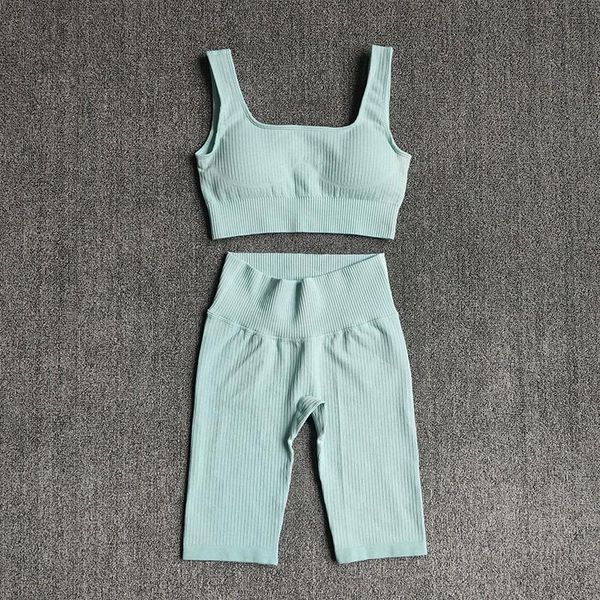 

yoga outfit seamless women's set sports bra shorts workout wear 2-piece gym