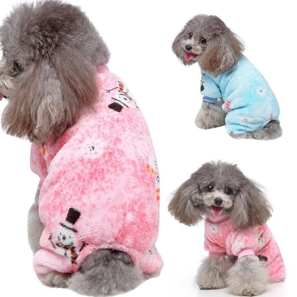 

dog apparel 2021 winter pet christmas snowman warm four-legged sweater
