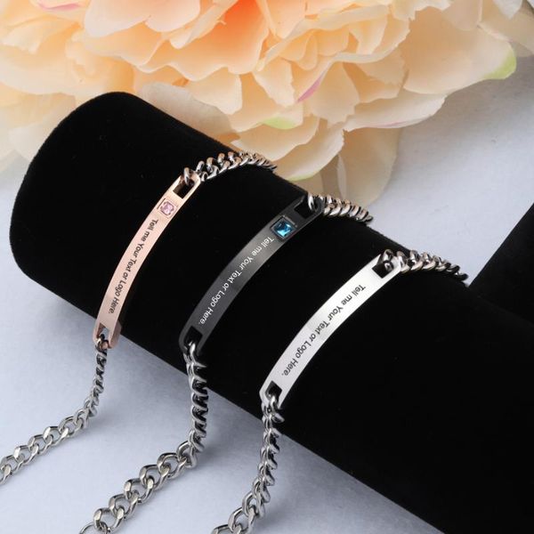 

link, chain private customized bracelet jewelry contact me your love or something want to engrave 3 colors choose pendant, Black