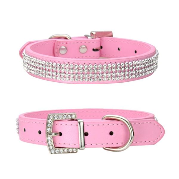 

dog collars & leashes adjustable bling rhinestone faux leather pet puppy neck strap band necklace harnesses supplies