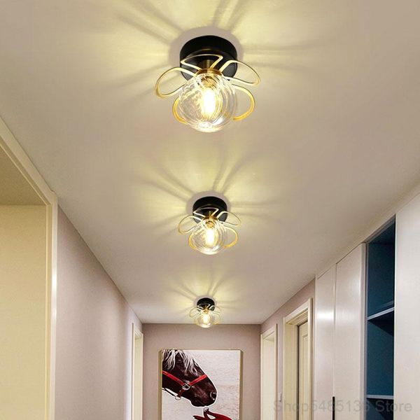 

ceiling lights american glass ball golden petals led lamp living room kitchen corridor porch balcony loft home decoration light fixture