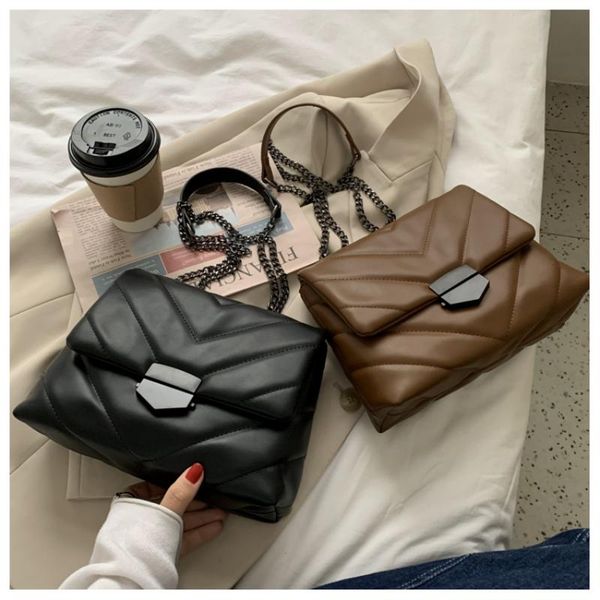 

evening bags handbag 2021 women's single shoulder messenger chain cute leather black fashion petty square mobile phone bag female