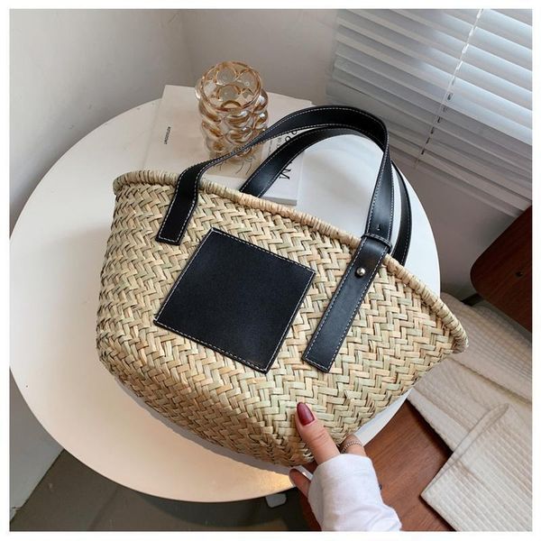 

bags shoulder weave large tote bag 2021 summer high-quality straw women's designer handbag high capacity messenger beach genuine leathe