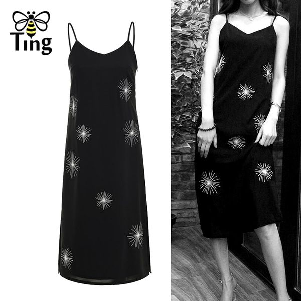 

summer gothic black dark embroidery spaghetti strap casual dress street chic slip clubwear curve vestiti 210513, Black;gray