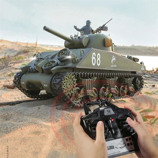 

Heng Long 3898-1 2.4Ghz RC Car 116 US Sherman M4A3 Upgraded Crawler Remote Controlled Military Tank Vehicle Models Toys for Kid
