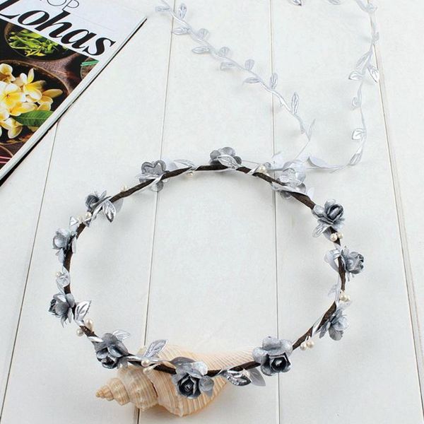 

pography prop girls decoration home gift el wedding artifical flower festival fashion multipurpose wreath hair accessories, Slivery;white