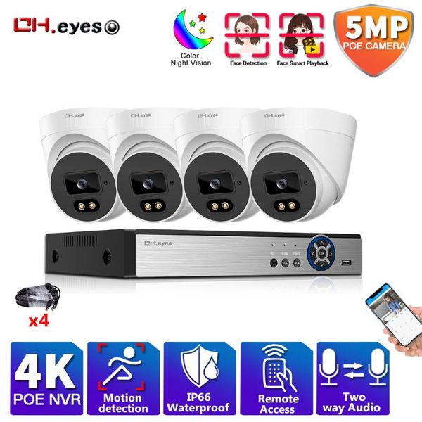 

wireless camera kits two way audio color night vision poe monitoring security cameras set 5mp outdoor cctv video surveillance system 4ch 4k
