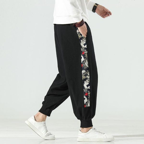 

mrgb men's chinese style pants 2021 fashion woman casual oversize trousers vintage male clothing, Black
