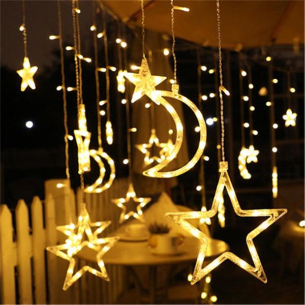

3.5m led star moon shape string light home chirstmas ramadan festival celebrate party decor fairy plug lamp with switch strings