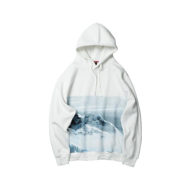 

men's hoodies & sweatshirts men hip hop hoodie sweatshirt streetwear snow mountain print pullover harajuku cotton casual hooded sweat s, Black