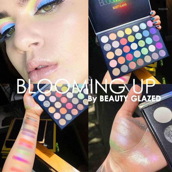 

beauty glazed blooming up matte glitter pressed powder eyeshadow palette waterproof eye neon pigments shadow pallete1