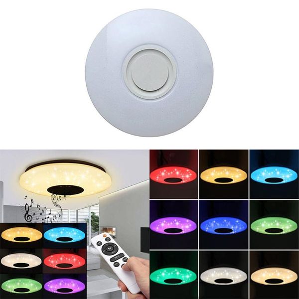 

smart home control modern music ceiling light 60w-led bluetooth speaker flush mount down fixture led lights bedroom lamps