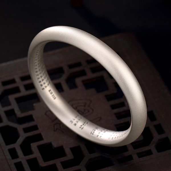 

pure silver classic frosted sterling retro personality ladies bracelets like pineapple buddhist bracelet bangle, Black