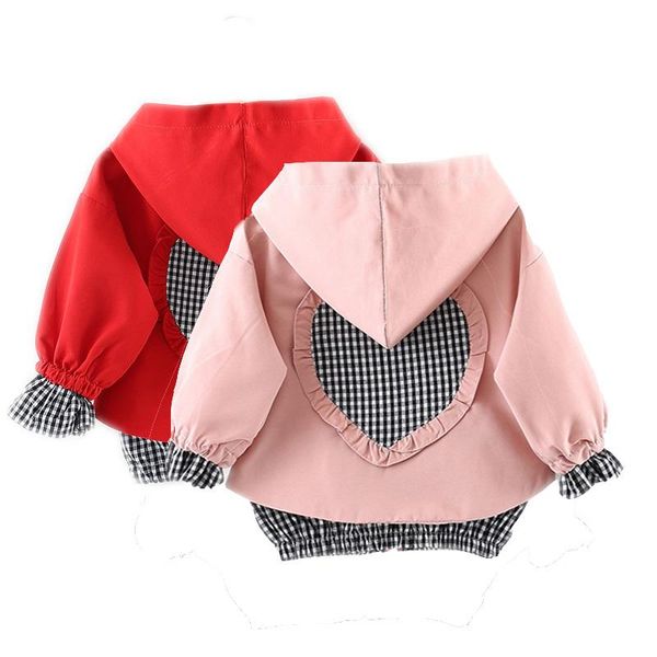 

coat girls coats cloth thin love hooded jacket baby kids children sweet born infant toddler christmas outerwear 2021 fall 10 year, Blue;gray