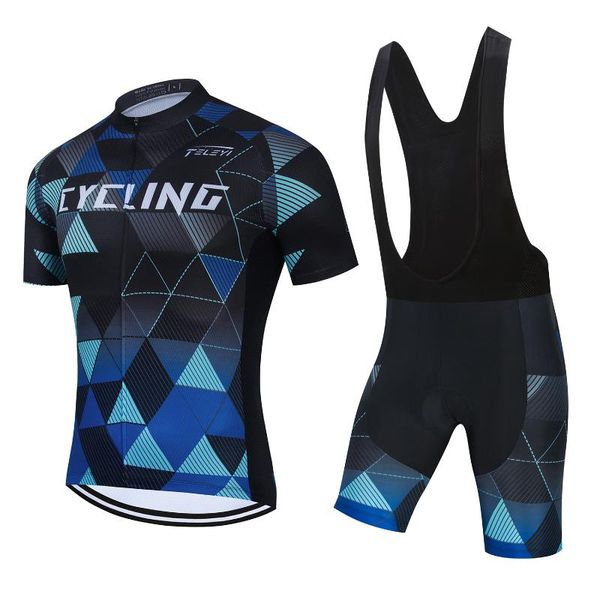 

racing sets teleyi cycling jersey set mens clothing summer bicycle bib shorts mountain road bike shirt suit mtb maillot culotte, Black;blue