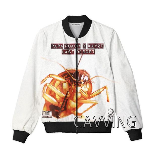 

men's jackets cavving 3d printed papa-roach zipper bomber men overcoat mens coat zip up for women/men, Black;brown