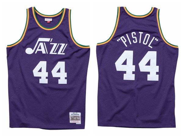 

Men New Orleans\rJazz Pete Maravich 44 Mitchell & Ness Teal Road 1974-75 Hardwoods Classics Swingman Jersey, Color1