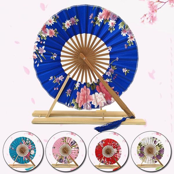 

other home decor japanese style delicate cherry blossoms pattern round bamboo folding hand fan for wedding christmas party danc