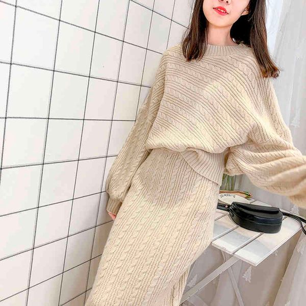 

women's polos elegant two women's knitted suit parts shirts define casual style harvest around the neck jumper+ bodycon skirts spr, White