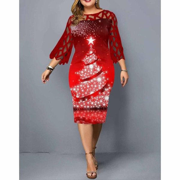 

casual dresses elegant dress plus size 2021 women floral print mid red autumn ladies v-neck christmas club party 4xl 5xl, Black;gray